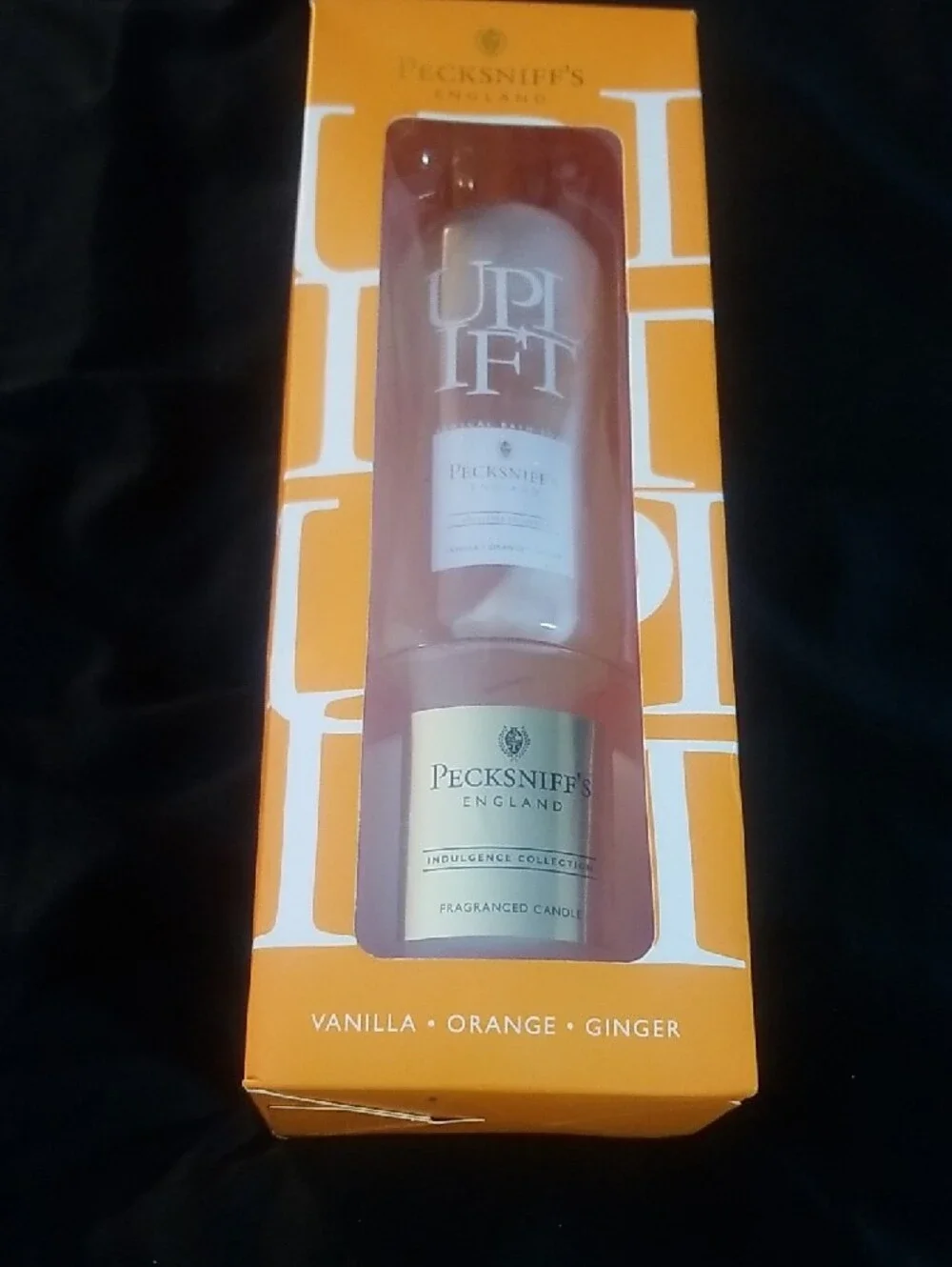 Pecksniff's Vanilla Orange Ginger Fragranced Candle Set - Orange Packaging